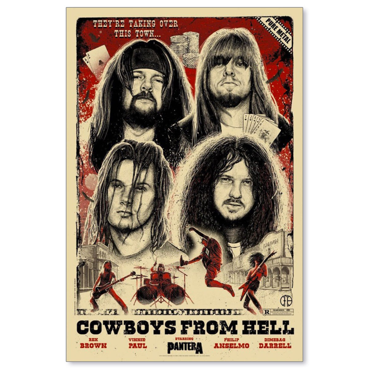 Pantera Cowboys From Hell 30th Anniversary Poster by Paul Jackson (Natural Variant Edition)