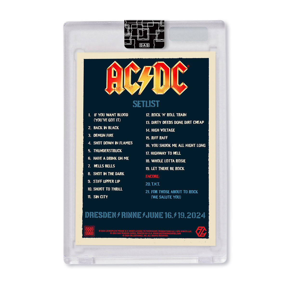 AC/DC Dresden June 16th & June 19th Poster & Setlist Trading Card