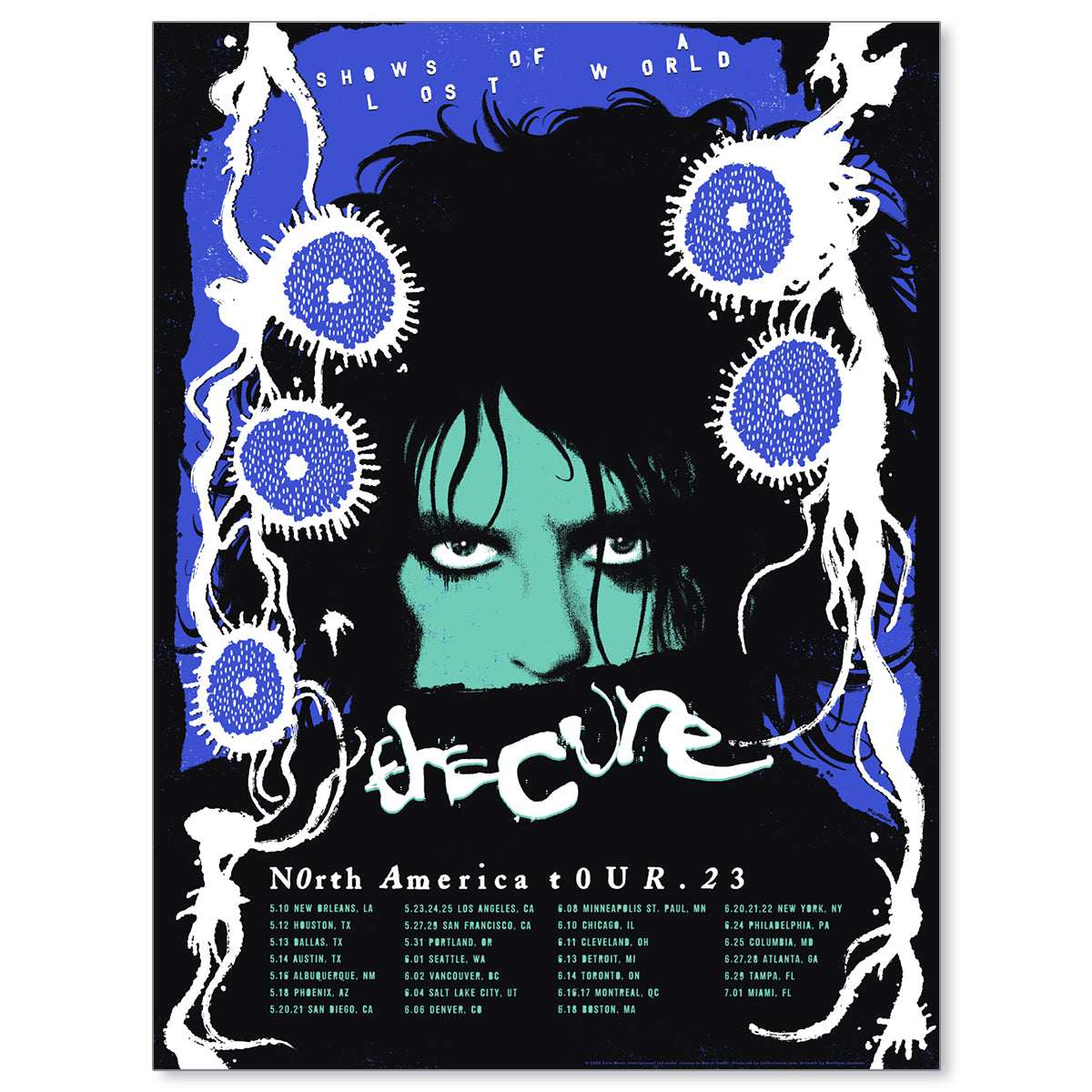 The Cure Shows of a Lost World Tour 2023 Poster (Sapphire/White Colorway)