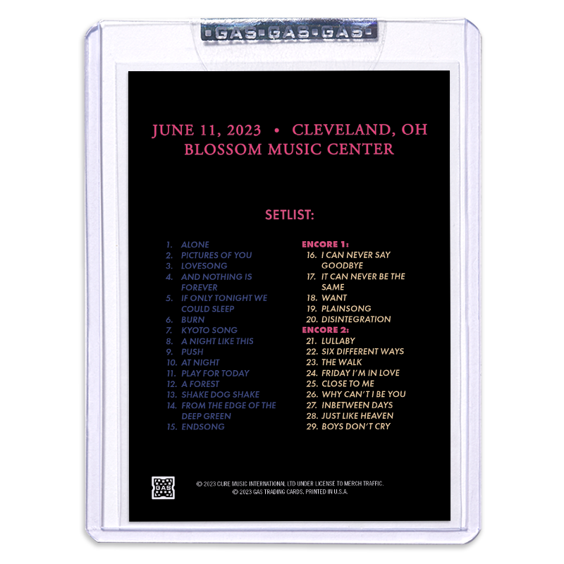 The Cure Cleveland June 11, 2023 Second Edition Poster & Trading Card