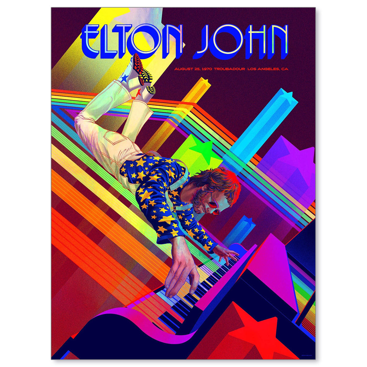 Elton John Troubadour 1970 by Kevin Tong (Rainbow Foil Edition)
