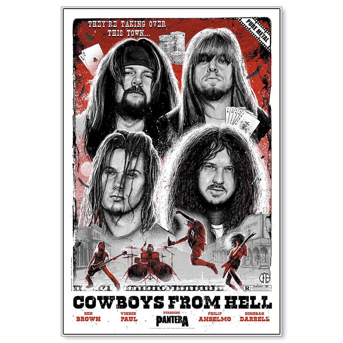 Pantera Cowboys From Hell 30th Anniversary Poster by Paul Jackson (Red Variant Edition)