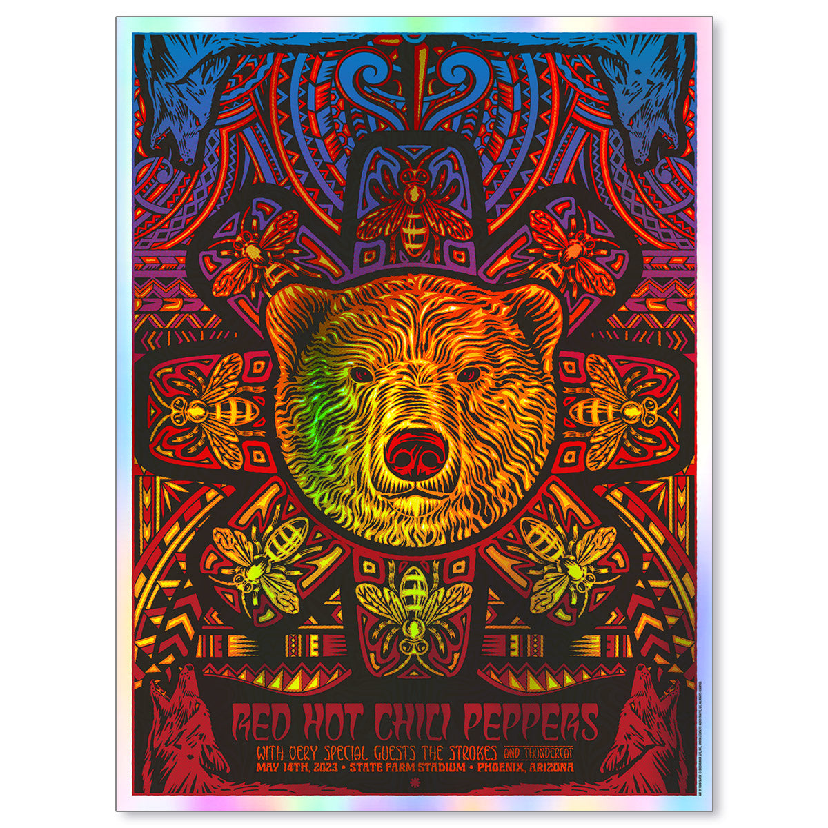 Red Hot Chili Peppers Phoenix May 14, 2023 Rainbow Foil Poster & Trading Card