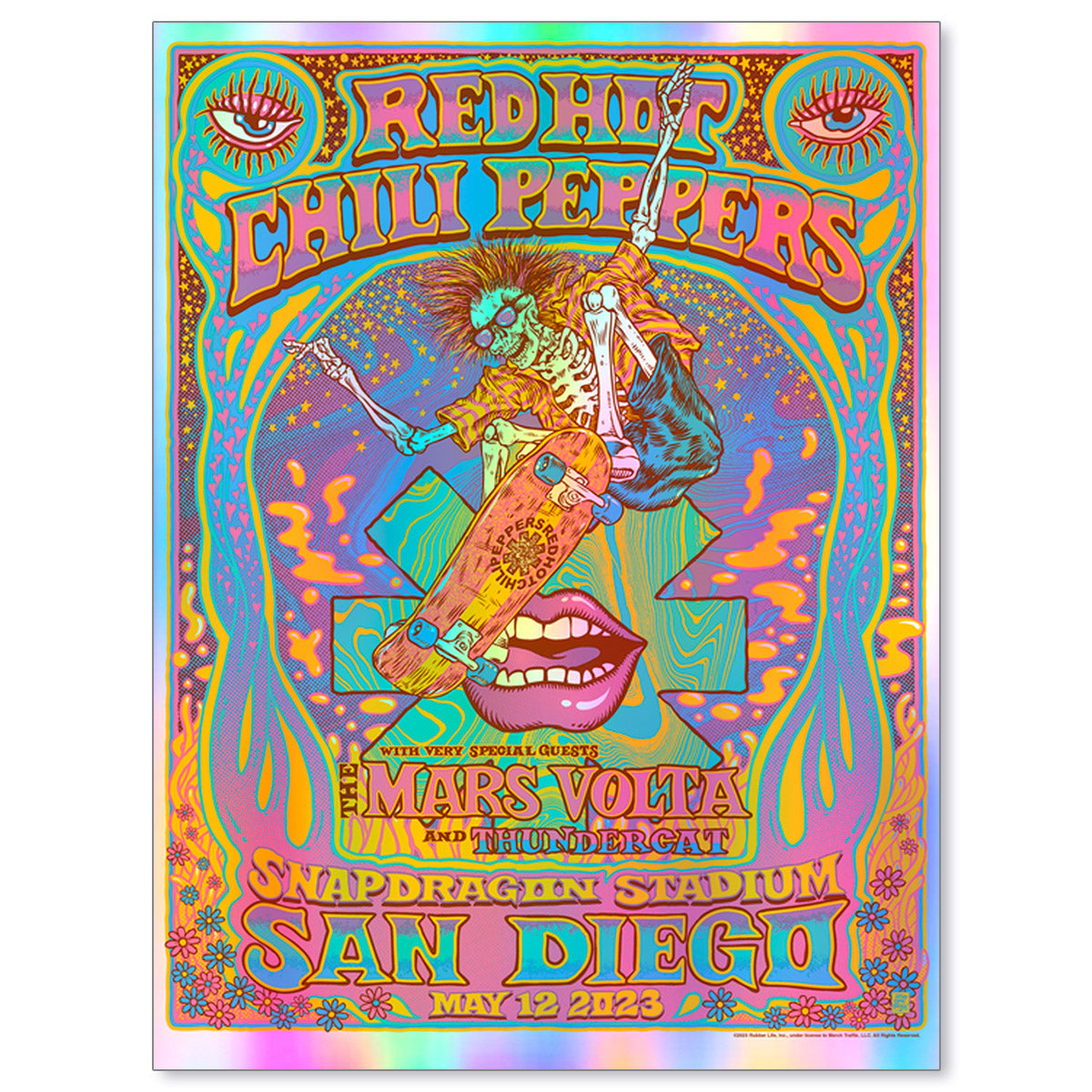 Red Hot Chili Peppers San Diego May 12, 2023 Rainbow Foil Poster & Trading Card