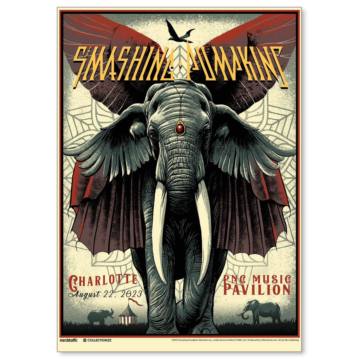 The Smashing Pumpkins Charlotte August 22, 2023 Poster & Setlist Trading Card