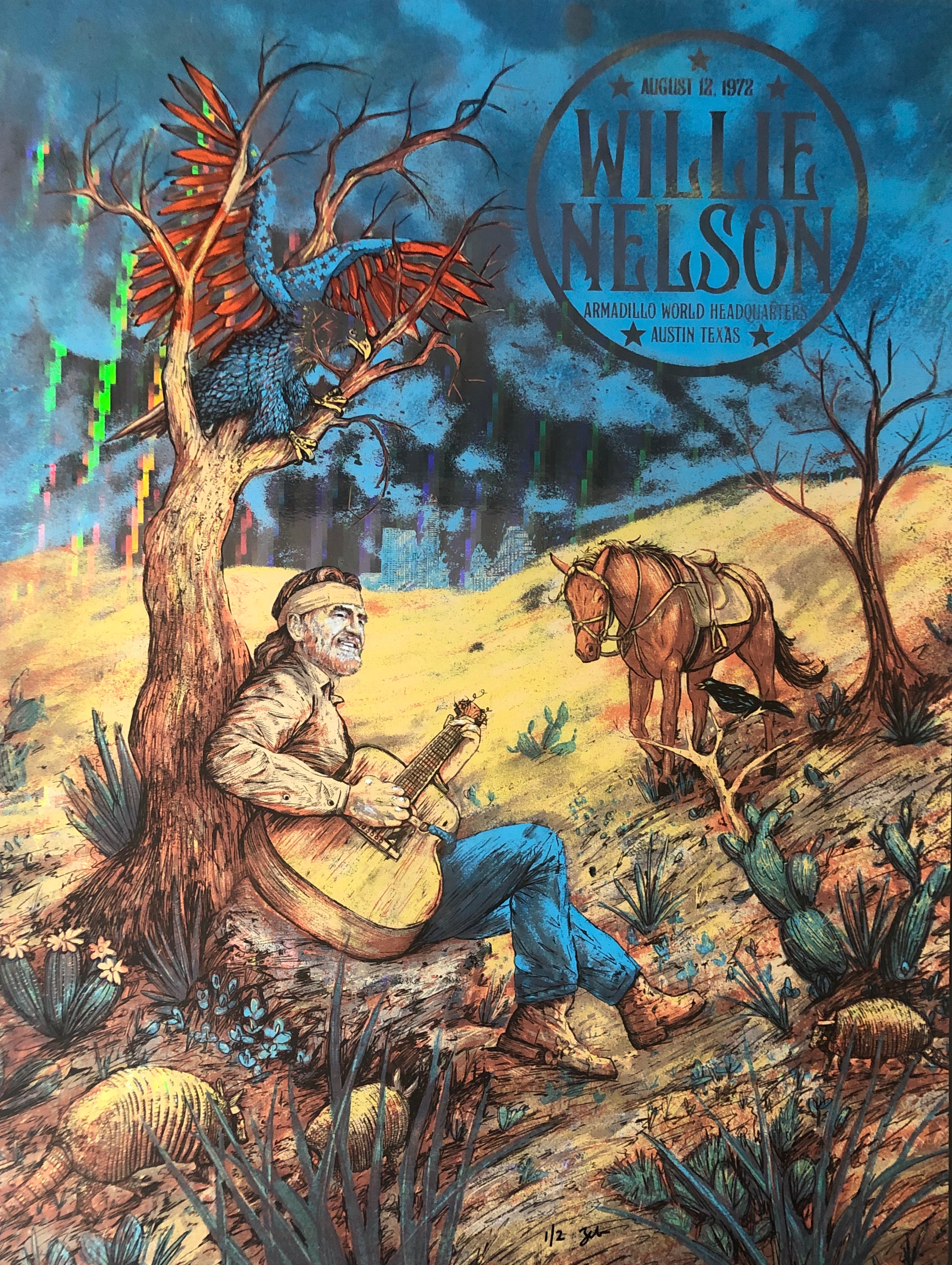 Willie Nelson Austin 1972 by Zeb Love (Dusk Edition)