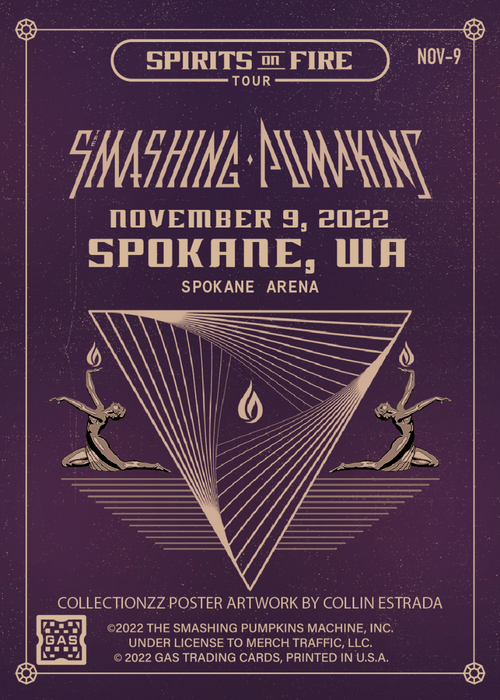 The Smashing Pumpkins Spokane November 9, 2022 Exclusive GAS Trading Card