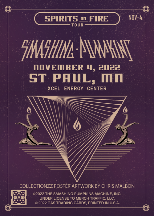 The Smashing Pumpkins St. Paul November 4, 2022 Exclusive GAS Trading Card